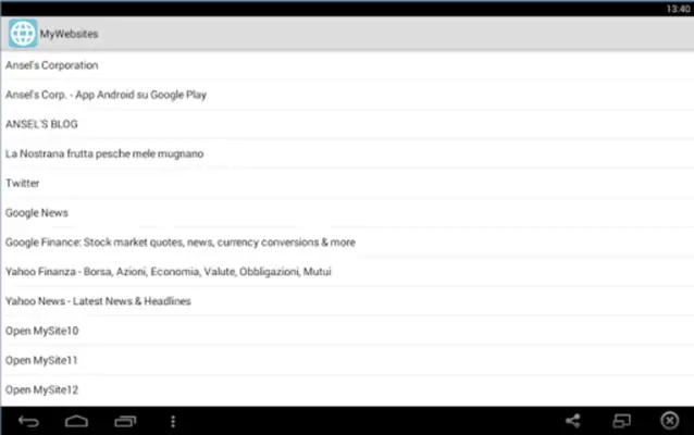 MyWebsites android App screenshot 0
